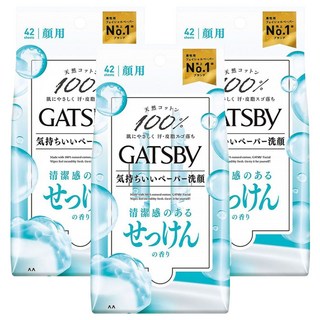 GATSBy 涼感濕紙巾 皂香型, 3包, 42張
