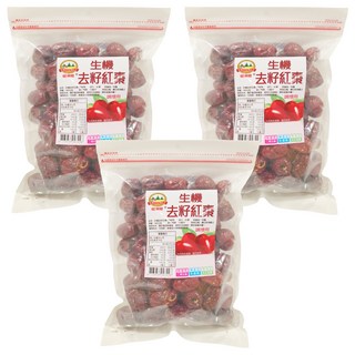 旺來旺 生機去籽紅棗 無蒸煮 無添加二氧化硫 無添加防腐劑 無添加人工色素, 300g, 3包