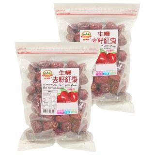 旺來旺 生機去籽紅棗 無蒸煮 無添加二氧化硫 無添加防腐劑 無添加人工色素, 300g, 2包