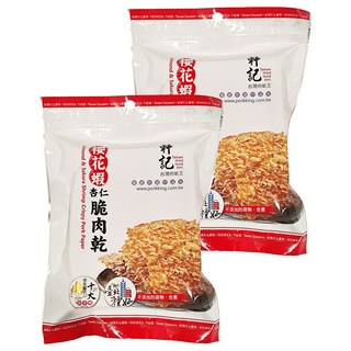 軒記台灣肉乾王 櫻花蝦杏仁脆豬肉乾, 嚴選台灣溫體豬後腿肉, 手工薄切, 不添加防腐劑, 70g, 2包