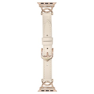 DAYA 都會雙C細款軟皮錶帶, 奶杏色, 1條