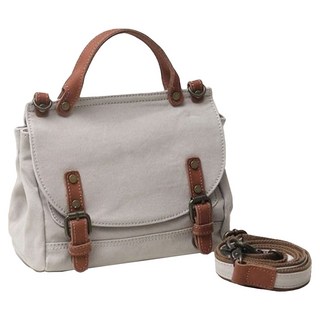 帆布配頭層牛皮女士肩背包郵差包斜肩包女包, 手提/單肩/斜挎, 白色/卡其/深灰/軍綠, 1個, 23x11x20cm