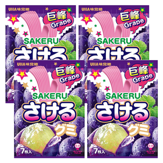 UHA 味覺糖 撕吧 巨峰葡萄味軟糖 7枚入, 32.9g, 4包