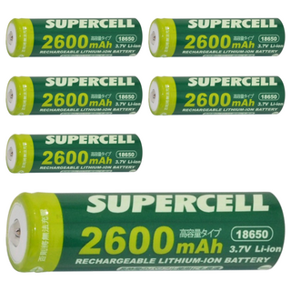 SUPERCELL 超電王 2600mAh鋰充電池 SC-18650B 3.7V, 6個, 1入