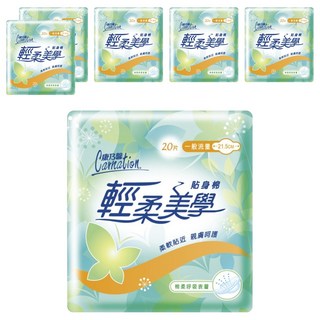 康乃馨 輕柔美學貼身衛生棉, 一般流量 21.5cm, 20片, 6包