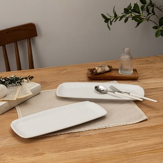 韻度陶瓷純白長方形碟架, 白色, 2個, 單品