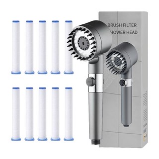 쉐리엘 욕실용 고급 브러쉬 필터샤워기 + 필터 10p 세트, 1세트, 그레이
