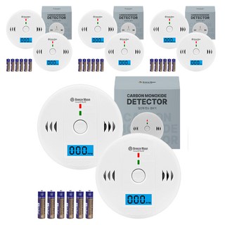 Breeze Moon 一氧化碳警報器 偵測器 露營用 家用 測量儀 + 電池組, 白色, 4套