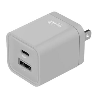 E-books 智能12W Type C + USB 雙孔快速充電器 台灣製造, 灰色, 1個