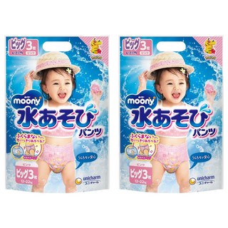 Moony 滿意寶寶 玩水褲褲型尿布女童款 XL, 6片