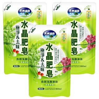 南僑水晶 極淨去味食器洗滌液體 補充包 青蘋果香, 800ml, 3包