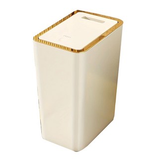 Life 日系簡約按壓式彈蓋垃圾桶, 奶油白