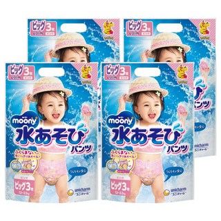Moony 滿意寶寶 玩水褲褲型尿布女童款 XL, 12片