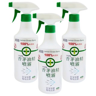 國衛 香茅油精噴霧 極濃縮 天然萃取 環境清潔, 500ml, 3瓶