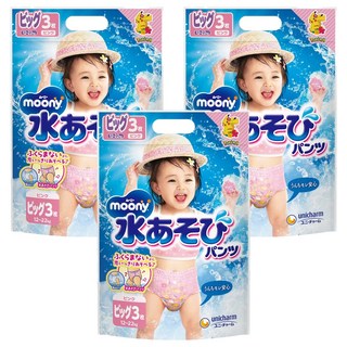 Moony 滿意寶寶 玩水褲褲型尿布女童款 XL, 9片
