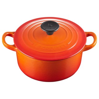 LE CREUSET 圓鐵鍋 火焰橘 16cm 導熱均勻 鎖住原味 適用多種爐具, 1個