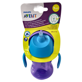 PHILIPS 飛利浦 AVENT 新安怡 SCF796/01 防漏吸管學習杯配件, 紫色 + 藍綠色, 200ml, 1個