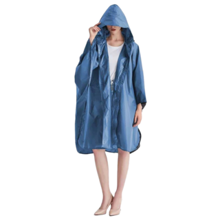 加寬款素面前開一件式斗篷機車雨衣 F0592-L03, L, 藏青色