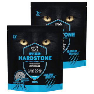 pet story 寵物物語 HARD STONE 硬石貓砂, 原味無香, 12kg, 2袋