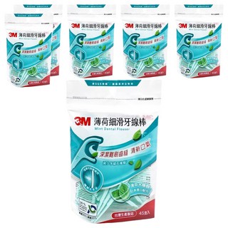 3M 細滑牙線棒 薄荷木醣醇, 16mm, 45支, 6包