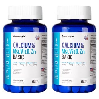 nz Origin 鈣鎂鋅&維他命D複方錠 234.9g, 180顆, 2罐
