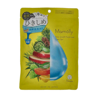 Mamolly 日常柔滑面膜 7片 緊緻 含有岡山縣溫泉水, 1包