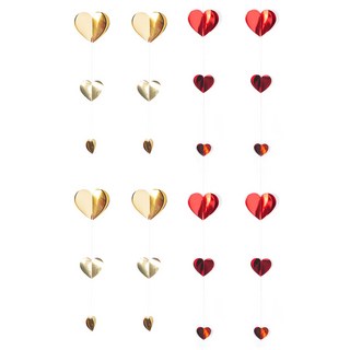 PARTYSHOW 金屬愛心3層掛飾 2款x2入組, 金色 + 紅色