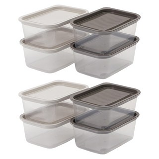 NIneware 可微波現代風密封保鮮盒組, 540ml 象牙白 2個+灰色 2個, 2組