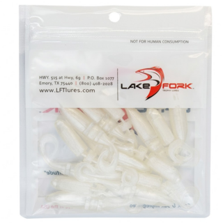 LAKE FORK 2.25吋 緩沉 多節迷你軟魚 捲尾 釣組 倒吊 Neko 汲鉤頭 001, 珍珠白, 1包