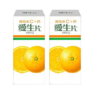 Jen Sheng 人生製藥 愛生片維他命C+鈣 500MG 兩罐組, 40顆, 2盒