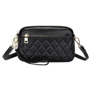 真皮頭層牛皮菱格紋女士肩背包/小包/女包 LB827, 黑色, 1個
