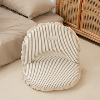 沐慕家居 折疊靠背和室椅, 深咖裙邊, 1個