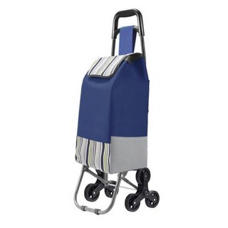 FANCY LIFE 爬樓梯買菜車, 6輪設計, 加高可折疊架, 加韌牛津布, 藍色, 1台