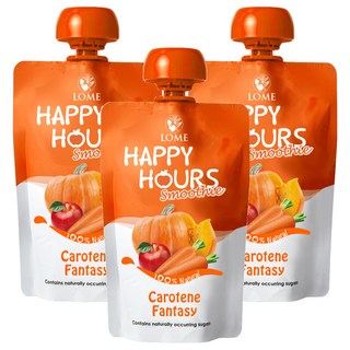 HAPPY HOURS 生機纖果飲 (蘋果+南瓜+胡蘿蔔), 100%生機水果製成, 不添加水、糖、保存劑, 不含麩質、人工糖精、防腐劑, 方便攜帶, 100g, 3包