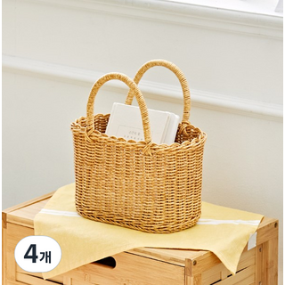 house recipe. PP仿藤編野餐籃, 米色, 4個