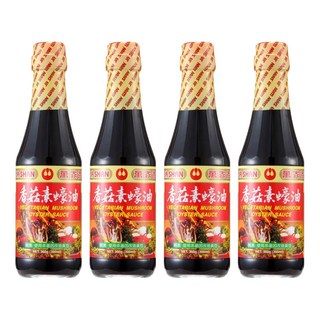 萬家香 香菇素蠔油, 玻璃瓶包裝, 嚴選台灣埔里香菇研磨粉, 純釀造工藝, 不添加化學醬油、焦糖色素、味精, 360g, 4瓶
