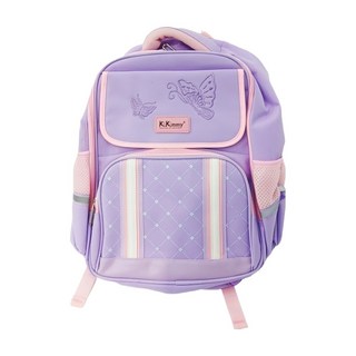 KiKimmy 多功能減壓護脊兒童輕量書包 清新紫蝶, F(41 x 31 x 13.5cm)