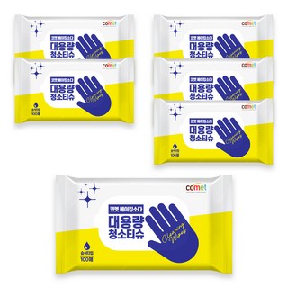 코멧 베이킹소다 손걸레 청소티슈, 6개, 100개입, 40g