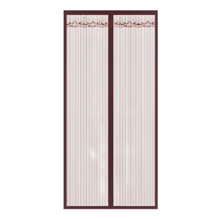 金鋼紗抗抓魔術貼防蚊門簾 附收納勾2個, 咖啡條紋