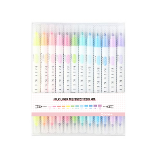東亞 MILK LINER 雙頭螢光筆 12色組, 混合顏色, 1個