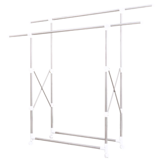 雙手萬能 多功能不鏽鋼二桿伸縮曬衣架 完全收合設計 穩固耐重 輕鬆移動 ㄇ型設計 X型伸縮, 不鏽鋼