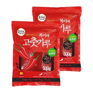 복이네먹거리 국산 안매운 고춧가루 순한맛 어린이용 김치용, 500g, 2개