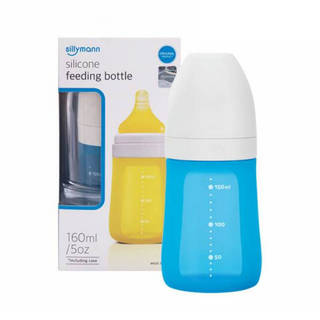 Sillymann 100%鉑金矽膠奶瓶, 米蘭藍, 160ml, 1個