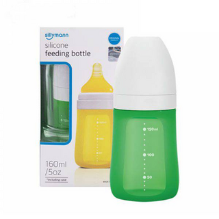 sillymann 100%鉑金矽膠奶瓶 如媽媽乳房的柔軟觸感, 波士頓綠, 160ml, 1個