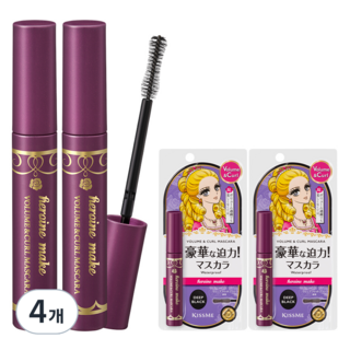 키스미 히로인메이크 볼륨앤컬 마스카라 EX 6g, 딥블랙, 4개