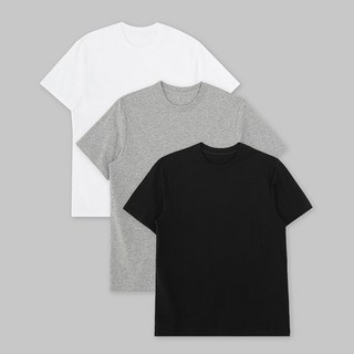 Base Alpha Essential 男女通用透氣30支圓領短袖T恤 3件組, 白色 + 黑色