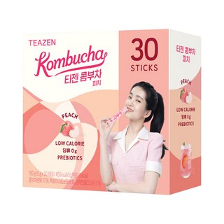 TEAZEN 茶禪 康普茶 水蜜桃沖泡飲 30條, 低卡路里, 含益生元, 5g, 1盒