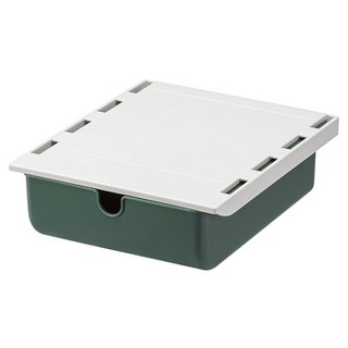 品屋 桌下收納盒 隱藏抽屜 雜物整理盒 磨砂PS材質 免釘安裝, 蒼竹綠, 1個