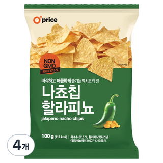 O'price 墨西哥辣椒風味玉米片, 4個, 100g