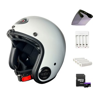 VEKO 第八代行車紀錄 + 藍芽功能安全帽 附電池 + 充電器 + 高規抗UBV鏡片 RVX-C1, 亮白色